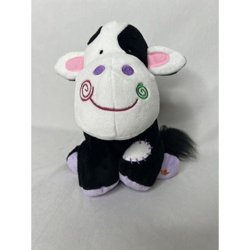 Zoocchini Bucket Friends Casey The Cow Plush Stuffed Animal Soft Toy Black White